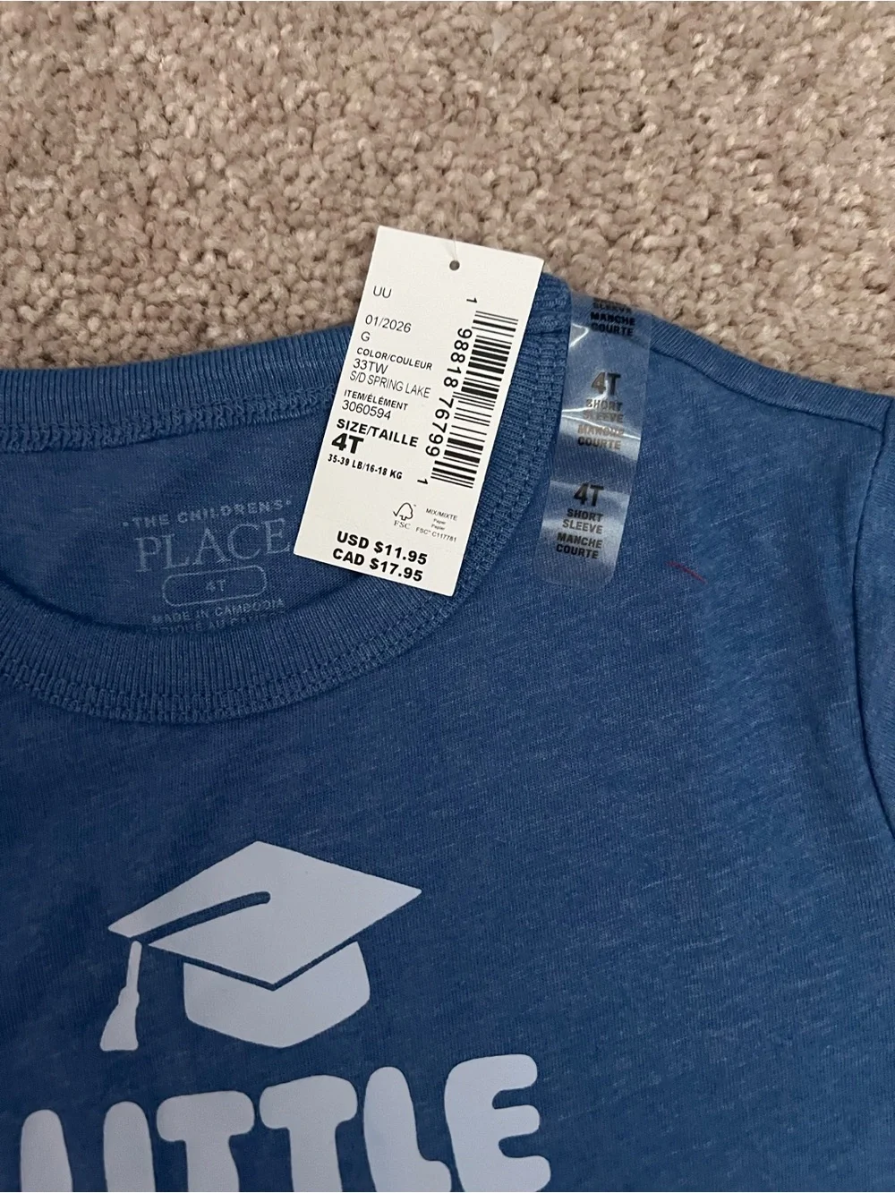 The Children's Place Blue 'Little Graduate Big Future' Short Sleeve Tee